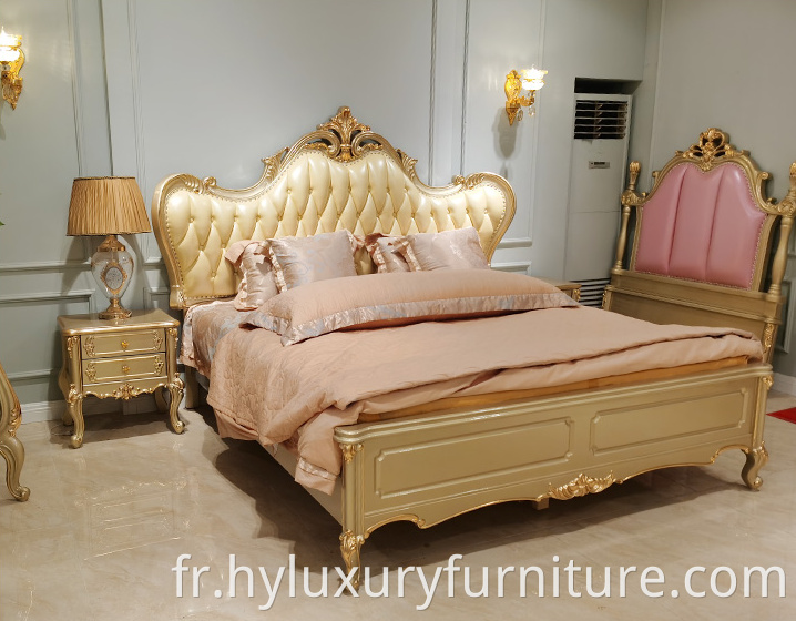 dernier ensemble de chambre à coucher en bois de luxe, mobilier de chambre de luxe (GD01)